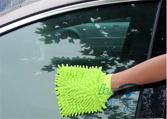 100% Polyester Microfiber Wash Mitt With Elastic Cuff , Car Washing Mitts