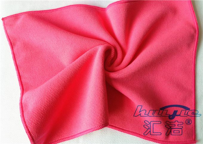 High Absorption Red Microfiber Cleaning Cloth With Silk Banded Edges 16" x 24"