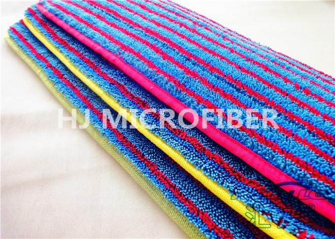 Colorful Microfiber Wet Mop Pads With Red Strips , Microfiber Wash Pad