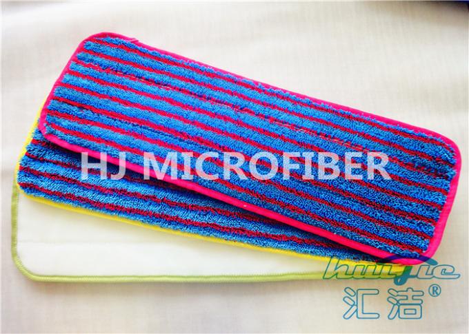 Colorful Microfiber Wet Mop Pads With Red Strips , Microfiber Wash Pad