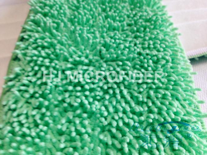 Easy Cleaning Green Microfiber Reusable Mop Pads / Chenille Mop Pad