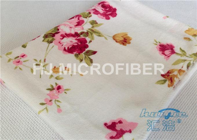 30 x 30cm Printed Microfiber Cleaning Cloth With Flower , 20% Polyamide