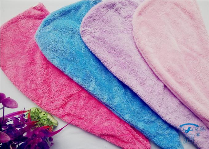 Super Absorbent Blue Microfiber Hair Turban Polyester , Hair Towel Turban