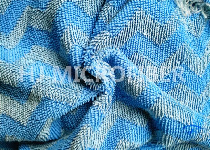 Microfiber Wavy Jacquard Twisted Pile Fabric / Mop Fabric , 150D / 144F Yarn Count