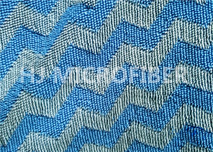 Microfiber Wavy Jacquard Twisted Pile Fabric / Mop Fabric , 150D / 144F Yarn Count