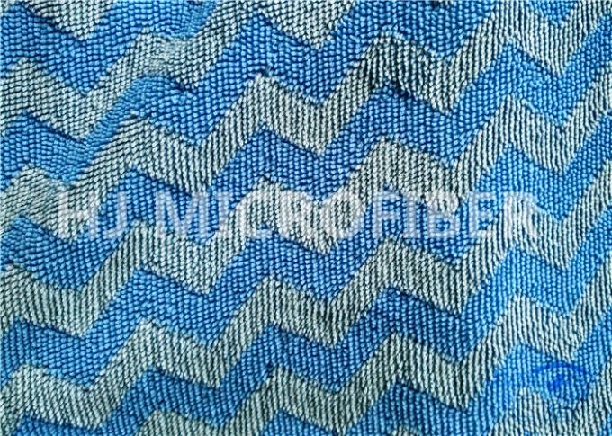 Microfiber Wavy Jacquard Twisted Pile Fabric / Mop Fabric , 150D / 144F Yarn Count