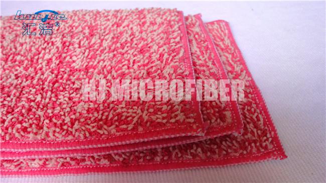 Red Dyed Yarn Twist Eco Friendly Microfiber Wet Mop Pads For Home Cleaning