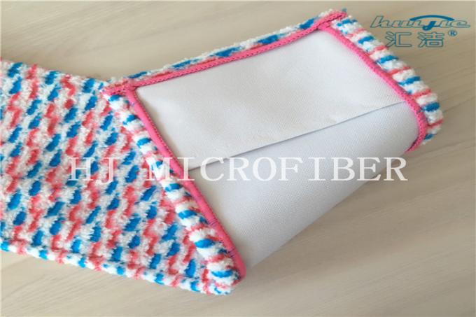 Red Blue White Color Yarn Dyed Microfiber Jacquard Pocket Shaped Mop Heads Mop Replacement Pads