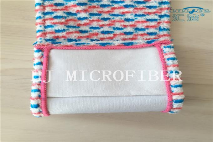Red Blue White Color Yarn Dyed Microfiber Jacquard Pocket Shaped Mop Heads Mop Replacement Pads