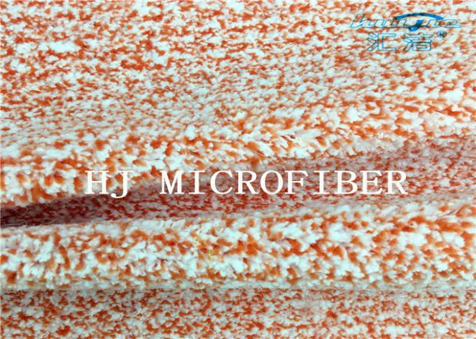 Orange Mixed Knitted Microfiber Coral Fleece Fabric With Nylon Hard Wire