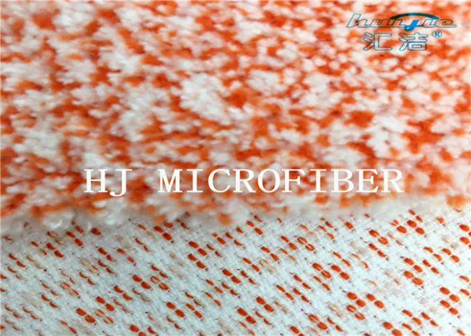 Orange Mixed Knitted Microfiber Coral Fleece Fabric With Nylon Hard Wire