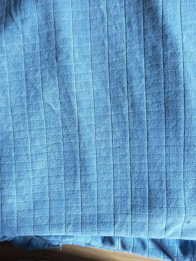 Microfiber Factory Blue Weft Big Grid Car Cleaning Cloth 1.5m Width 320gsm Density