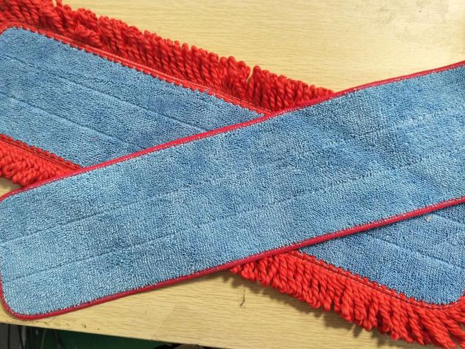 450gsm Blue Twisted Red Tassels Microfiber Wet Mop Pads Environment Friendly