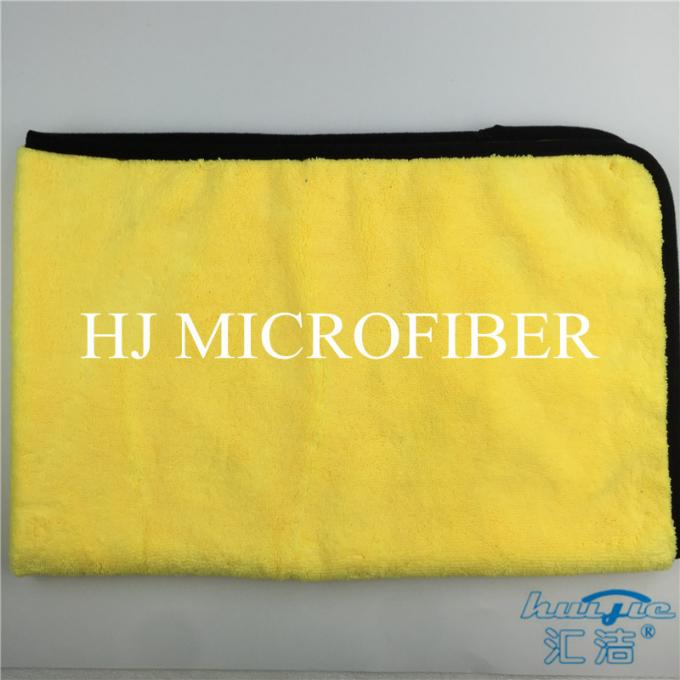 Yellow Color Microfiber Super Thick Coral Fleece Fabric Towel For Car Cleaning Towels