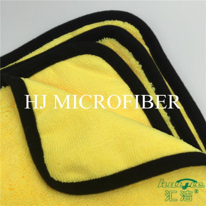 Yellow Color Microfiber Super Thick Coral Fleece Fabric Towel For Car Cleaning Towels
