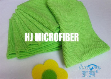 Green Polyester / Polyamide Big Pearl Jacquard Pattern Microfiber Cleaning Cloth With Strong Absorption