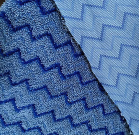 Microfiber Blue Zigzag W Shape Warp 80/20 Mop Twisted Fabric 150cm Width 550gsm